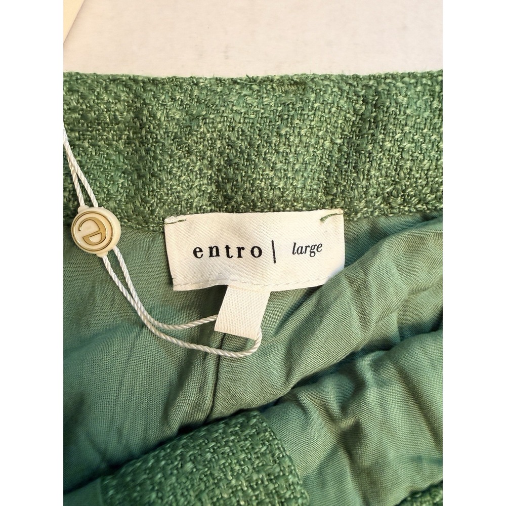 NWT Entro Women's Large Tweed Front Pocket Wide Leg Pant Bright Green 28" Inseam - Picture 5 of 13